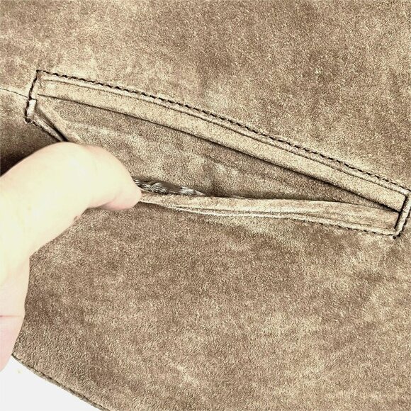 Learsi Mens Suede Leather Vest sz S Tan Snap Front Pockets Ranch Western - Picture 4 of 10